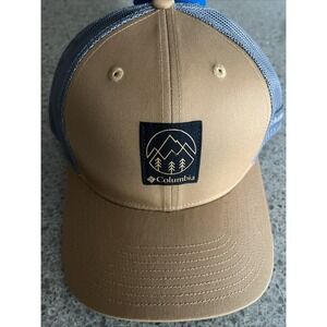 Columbia Mesh Snapback Trucker Hat Color: Camel Gray Mountain Tree Patch NWT